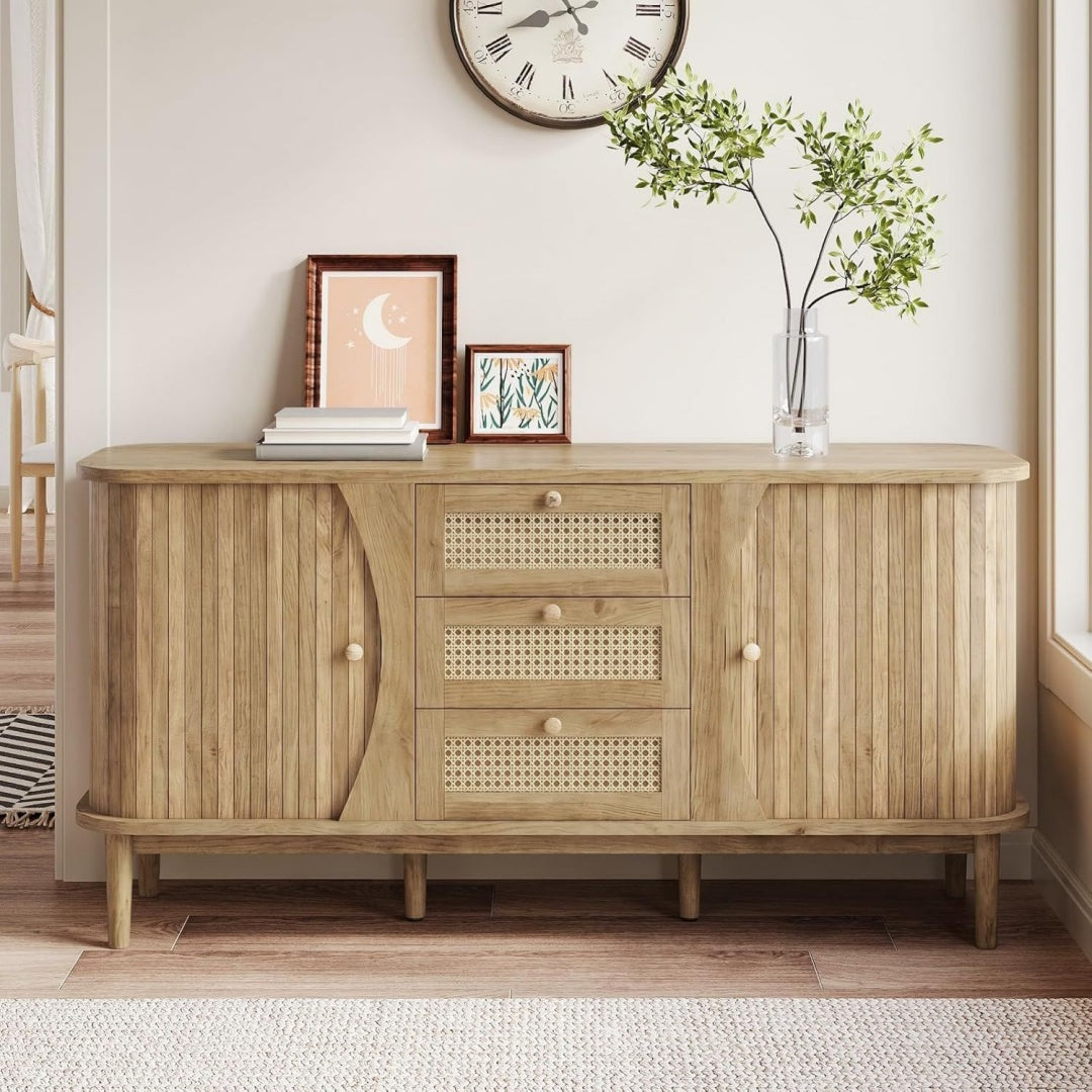 Buffet pour le salon beige contemporain