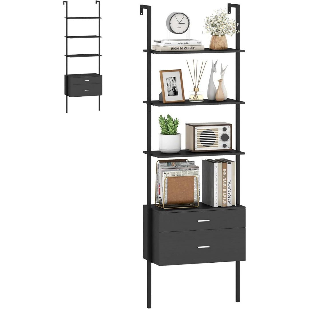 Bibliotheque 60 x 30 x 184 cm en MDF et metal