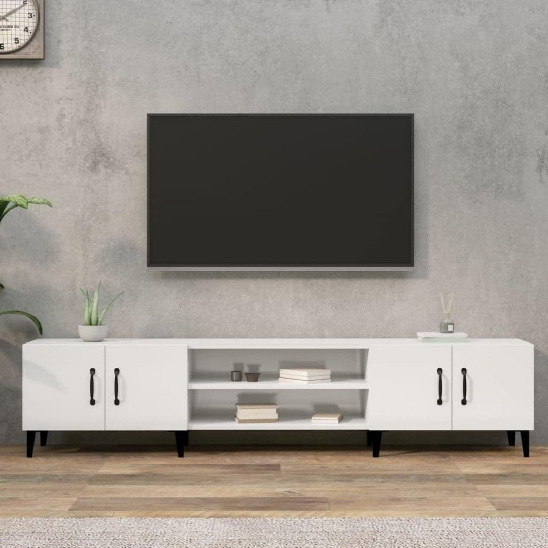 Gris meuble TV allure contemporaine avec 4 portes