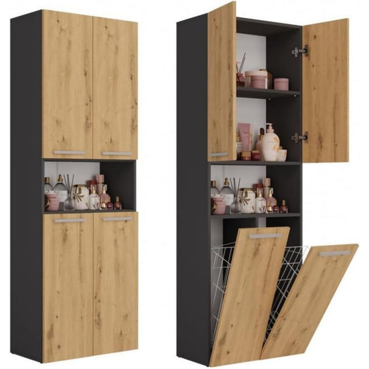 Colonne de rangement d'amenagement decor chene epuree