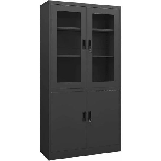 Armoire epuree structure en acier 4 portes noir