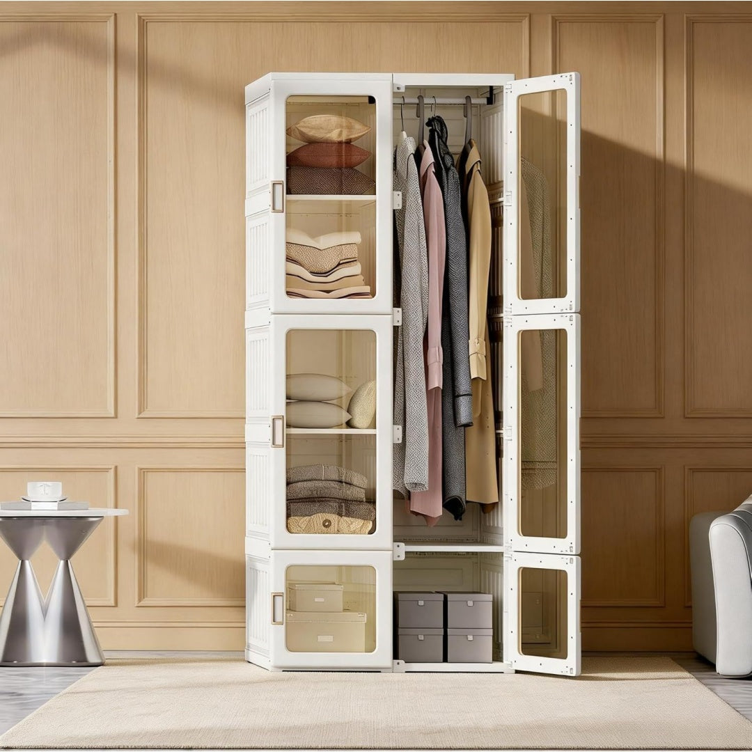 Armoire structure metallique marron 6 portes a portes coulissantes