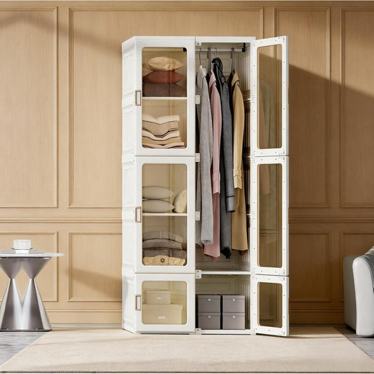 Armoire structure metallique marron 6 portes a portes coulissantes