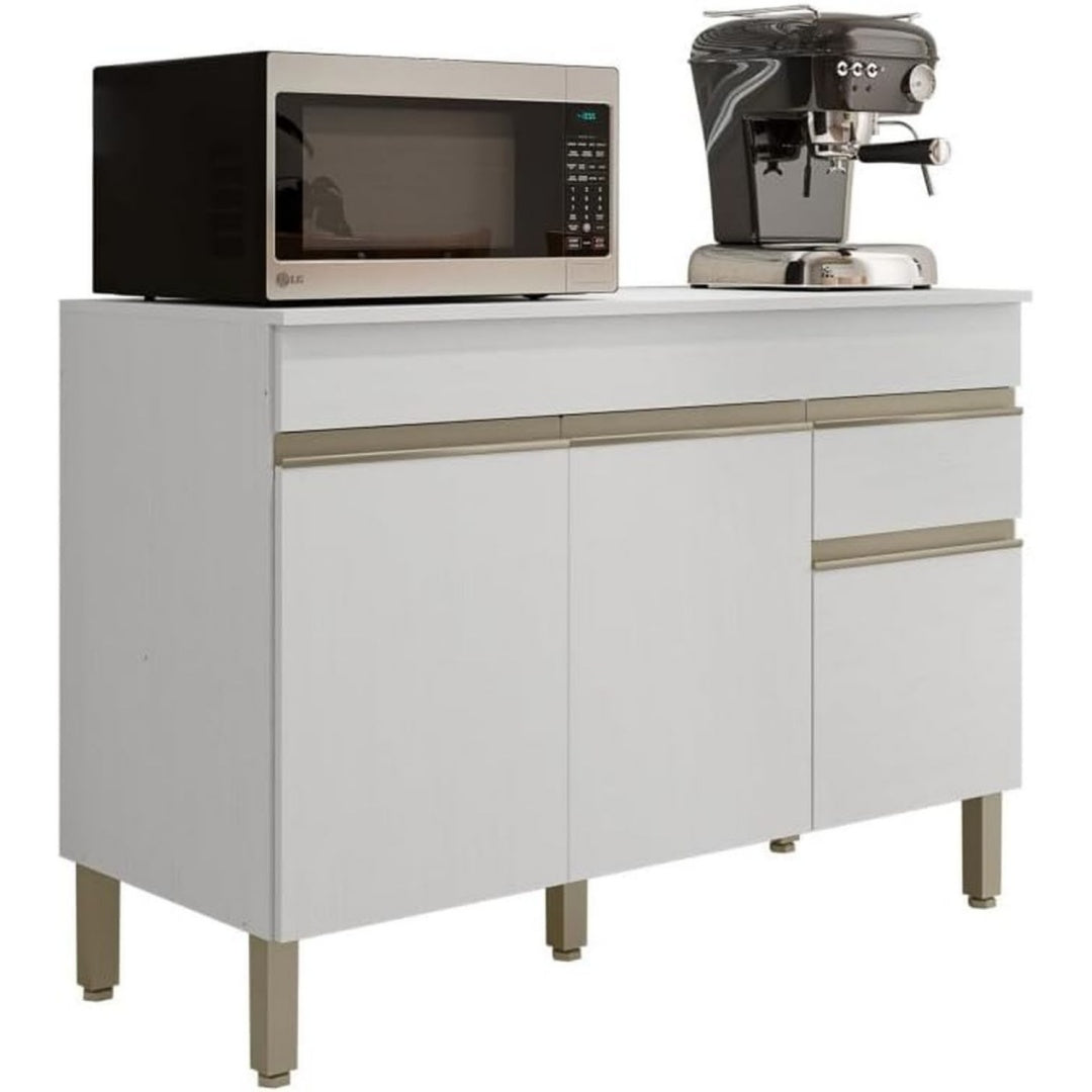 Credence gris bois ingenierie, finition design moderne, a 3 portes 1 tiroir