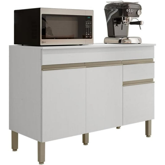 Credence gris bois ingenierie, finition design moderne, a 3 portes 1 tiroir
