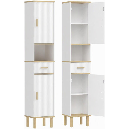 Armoire haute gris clair en bois, 1 tiroir