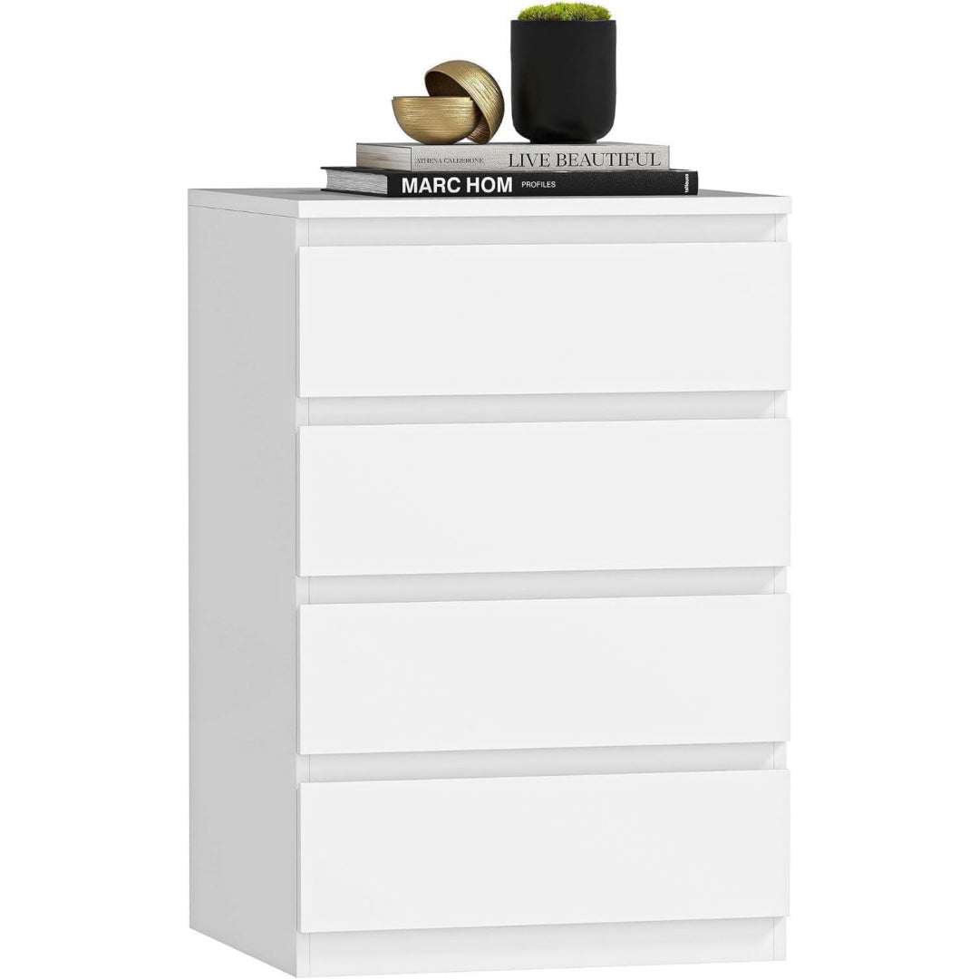 Commode gris clair 4 tiroirs minimaliste