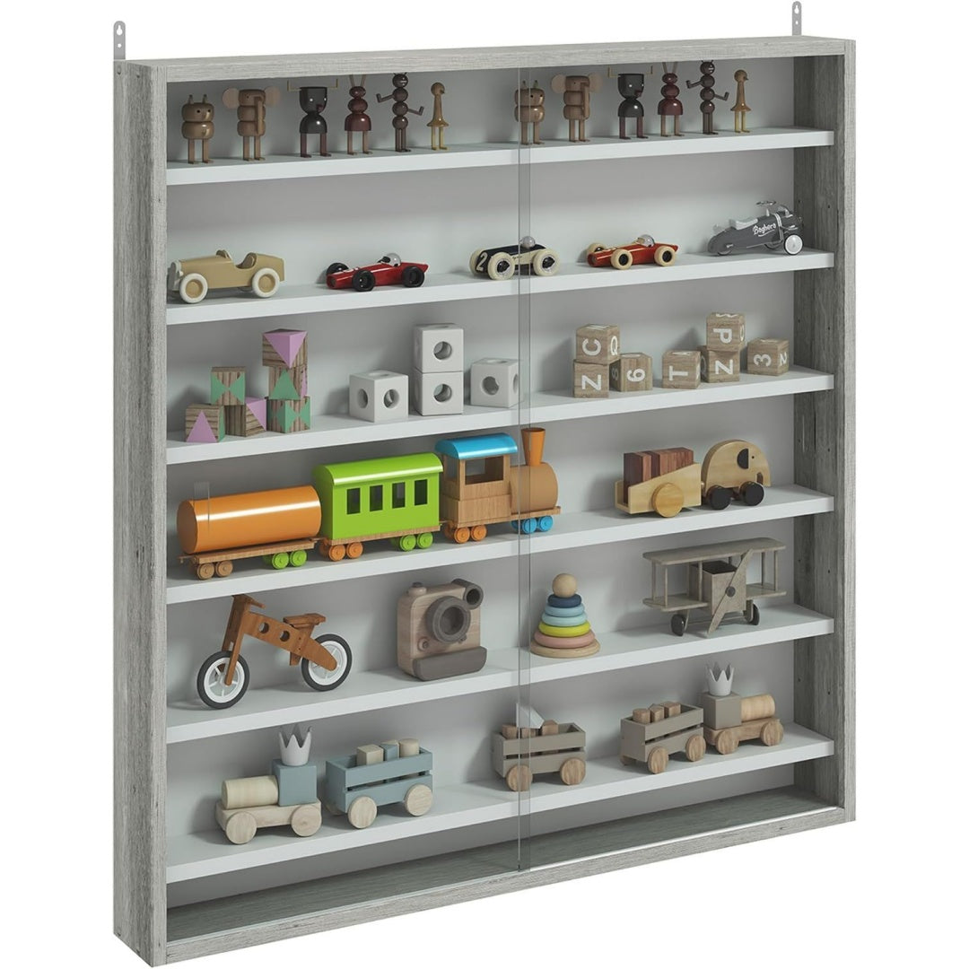 Vitrine en verre gris, mural, rangement pratique