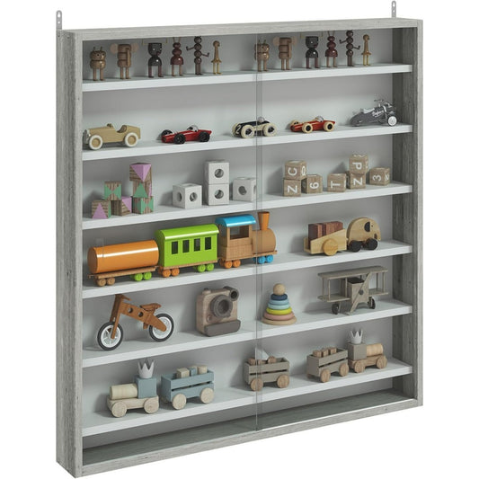 Vitrine en verre gris, mural, rangement pratique
