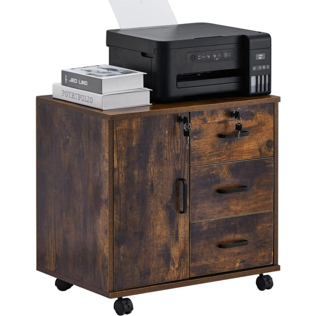 Support imprimante bordeaux, contemporain, rangement multifonction