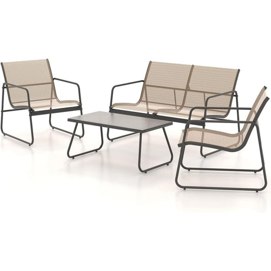 Assemblage en verre, meuble de jardin gris clair en verre