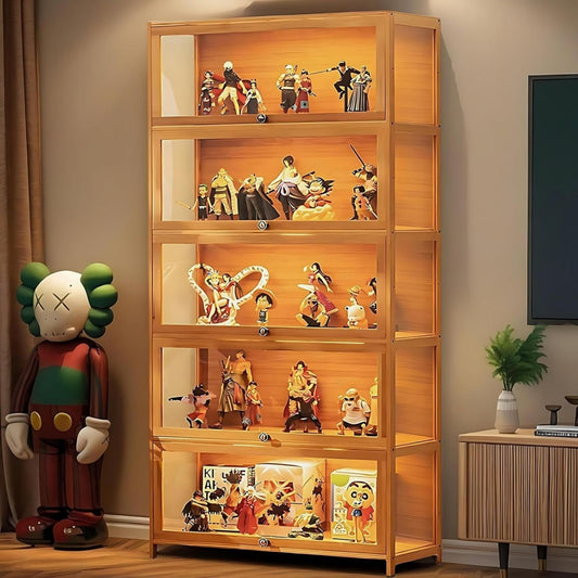 Petite vitrine avec des portes vitrees et un eclairage LED integre
