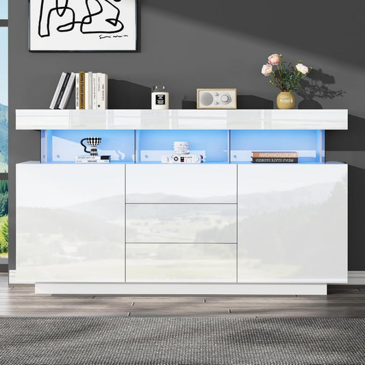 Credence gris 3 tiroirs design moderne pratique