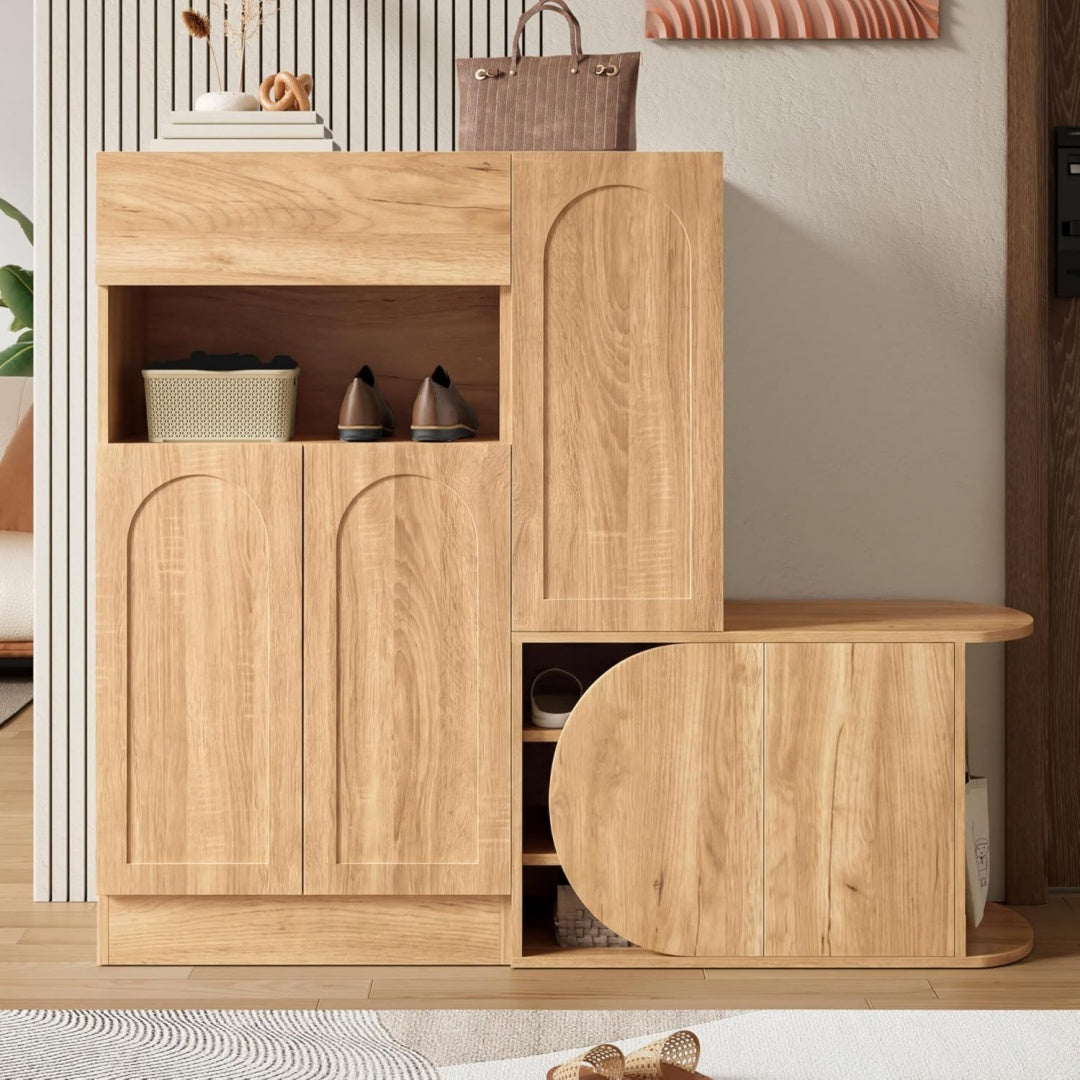 Armoire a chaussures marron 130 x 35 x 110.5 cm design minimaliste