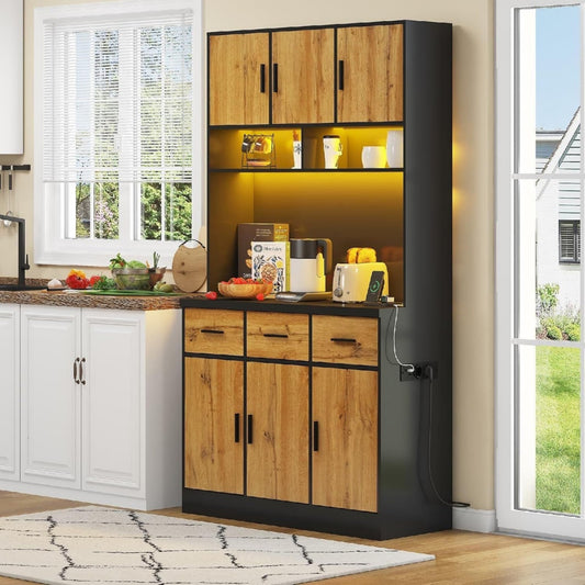 Buffet gris clair 100 x 40 x 180 cm avec eclairage LED