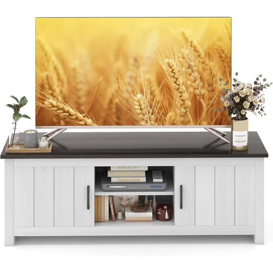 Meuble TV en bois d'ingenierie creme 145 x 39.5 x 49.5 cm