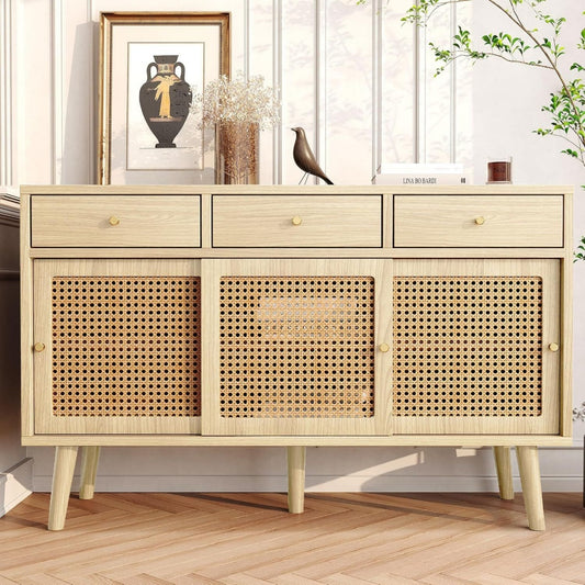 Commode finition soignee beige industriel