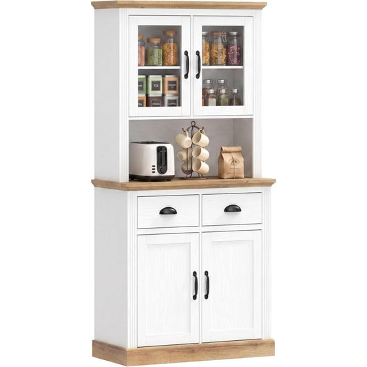 Gris clair buffet allure contemporaine avec 2 tiroirs et 4 portes