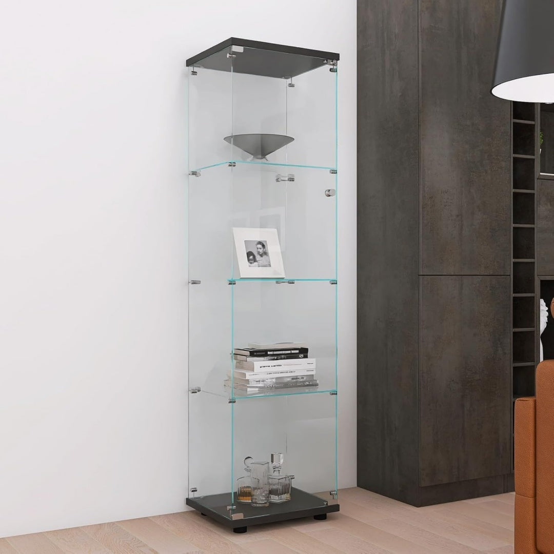 Vitrine gris en verre design moderne