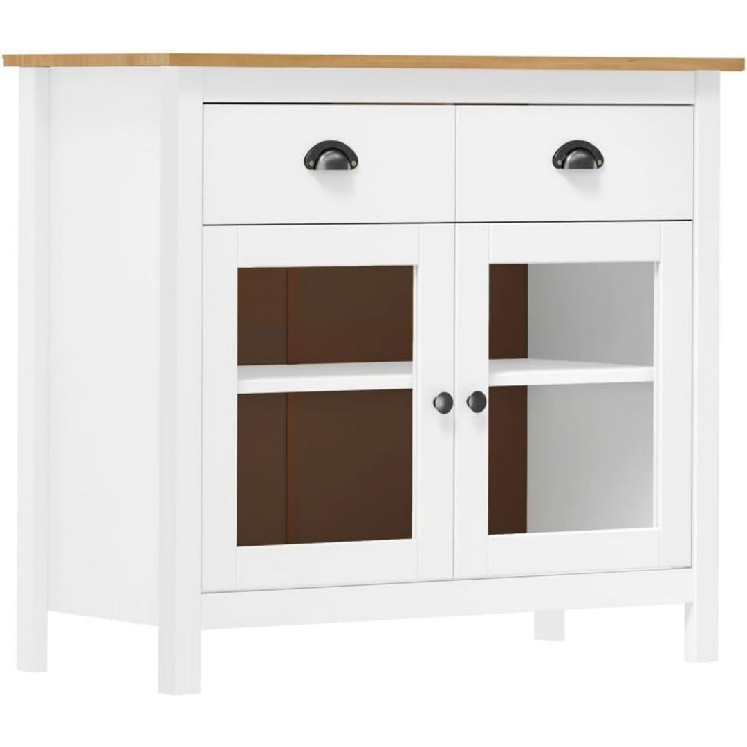 Gris clair buffet avec rangement, 2 tiroirs 2 etageres, structure metallique