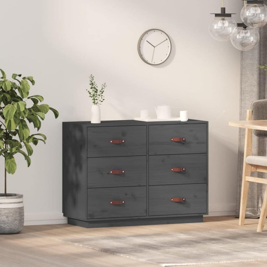 Buffet large 102 x 16 cm en bois massif gris
