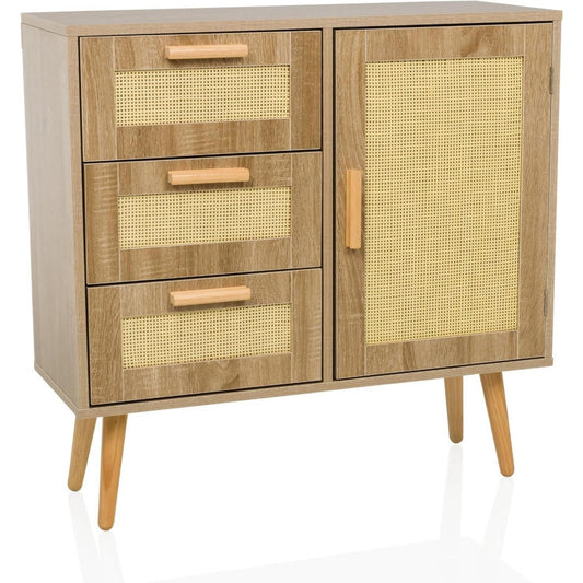 Chiffonnier marron en rotin, allure contemporaine 78.0 x 80.0 x 32.5